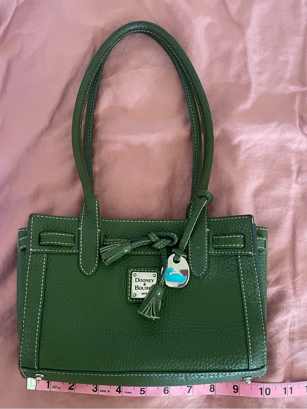East/ West Tassel Green Dooney & Bourke Leather Tote